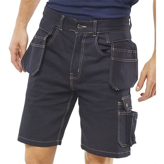 Grantham Work-Wear Shorts Multi-Function Pockets Zip Fastening Navy Blue 48