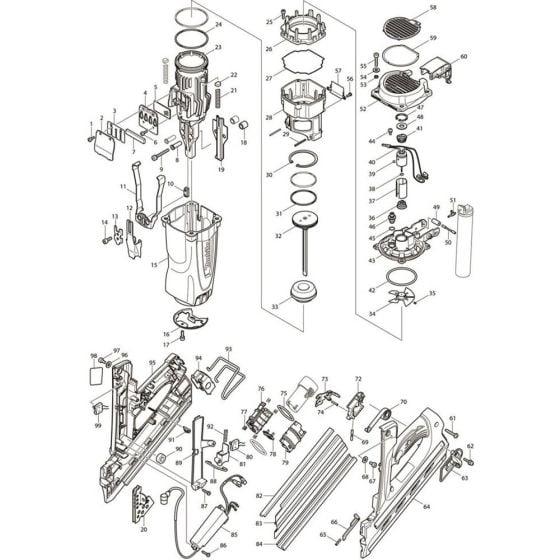 Main Assembly for Makita GN900SE Pin Nail Guns
