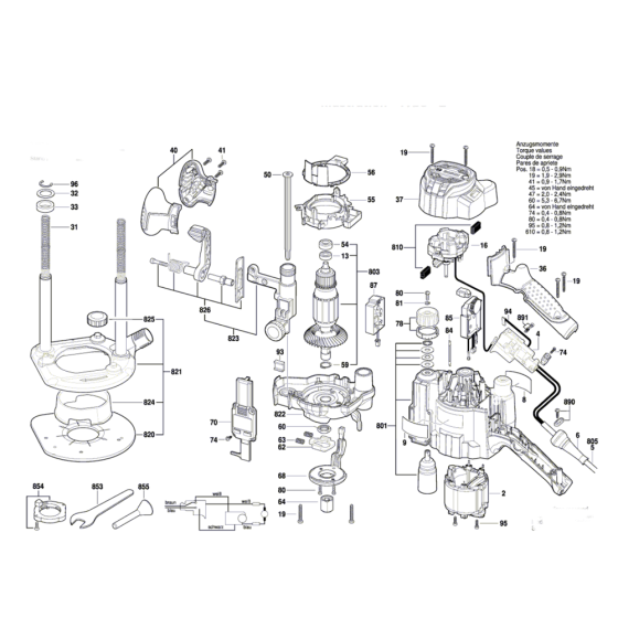 Router Assembly for Bosch GOF 1250 LCE