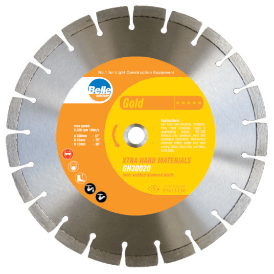 14" / 350mm x 25mm Gold Ex/Hard Belle Diamond Blade - GH35025