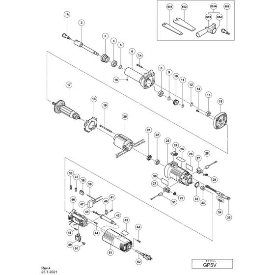 Main Assembly for Hikoki GP5V Hand Grinder