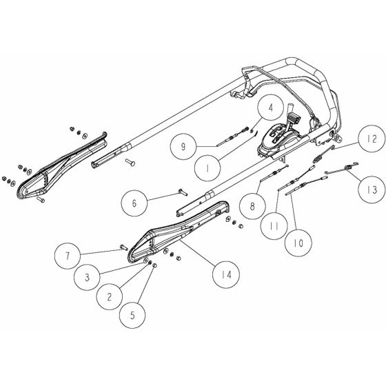 Handle Assembly -2 for OREC GR537PRO (2 Action) Mower