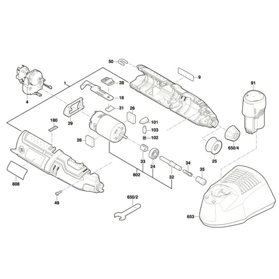 Cordless Rotary Tool Assembly for Bosch GRO 12V-35