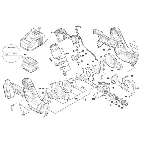 Cordl Reciprocating Saw Assembly for Bosch GSA 18 V-LI C