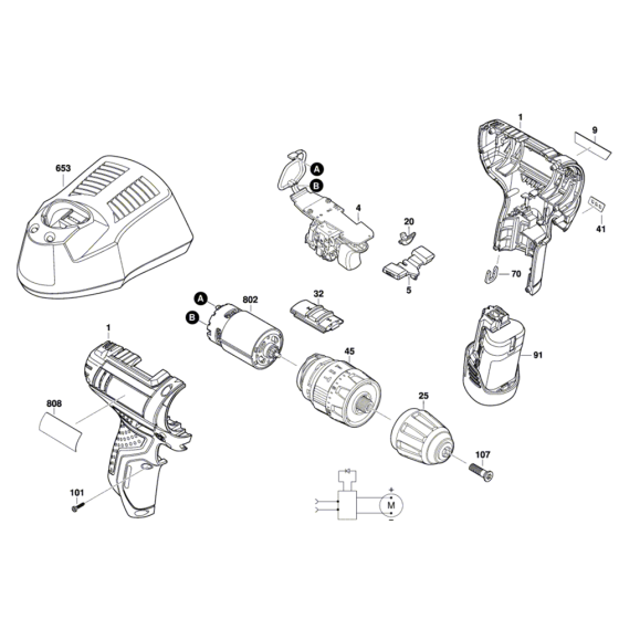 Cordless Combi Drill Assembly for Bosch GSB 12V-15