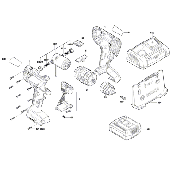 Cordless Combi Drill Assembly for Bosch GSB 18V-21