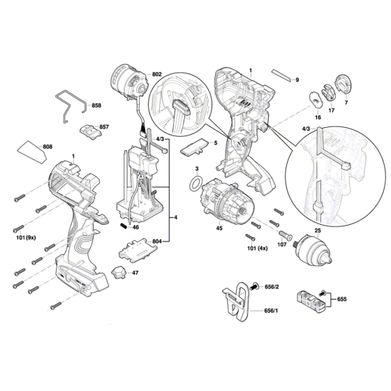 Cordless Combi Drill Assembly for Bosch GSB 18V-85C