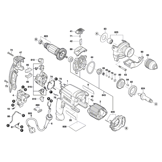 Percussion Drill Assembly for Bosch GSB 16 RE