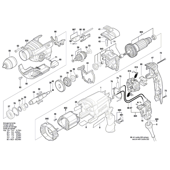 Percussion Drill Assembly for Bosch GSB 19-2 RE