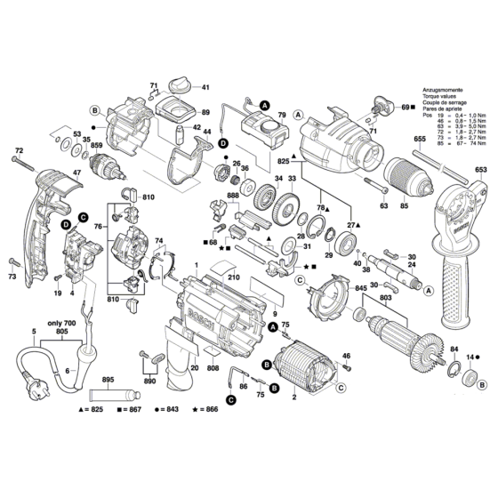 Percussion Drill Assembly for Bosch GSB 21-2 RCT