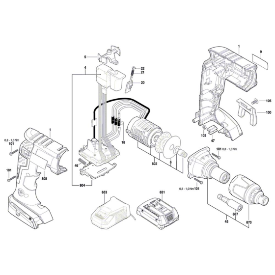 Cordless Screw Driver Assembly for Bosch GSR 18 V-EC TE