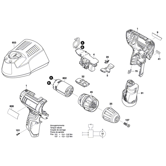 Cordless Screwdriver Assembly for Bosch GSR 12V-15