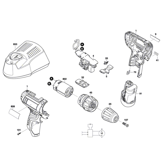 Cordless Drill Driver Assembly for Bosch GSR 12V-15