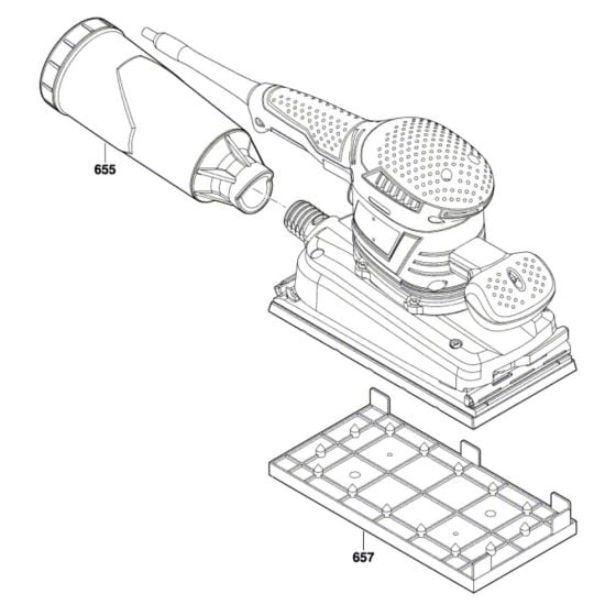 Orbital Sander Assembly for Bosch GSS 280 AVE Diagram 2