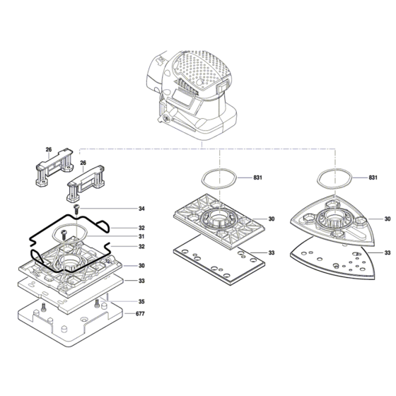 Cordless Orbital Sander Assembly-1 for Bosch GSS 18-10