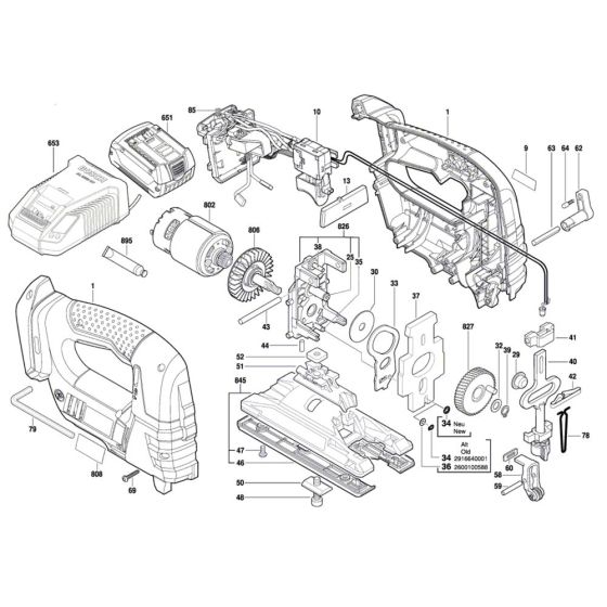 Cordless Jigsaw Assembly for Bosch GST 18 V-LI B