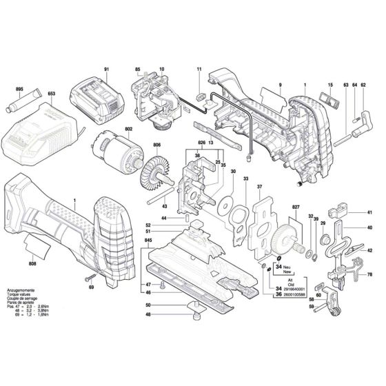 Cordless Jigsaw Assembly for Bosch GST 18 V-LI S