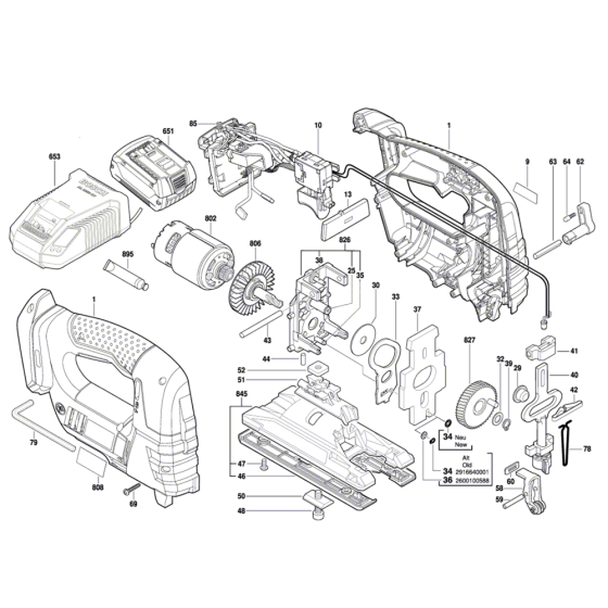 Cordless Jigsaw Assembly for Bosch GST 18 V-LI B