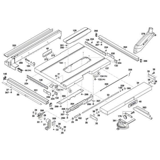 Table Saw Assembly for Bosch GTS 10 J - Diagram 1