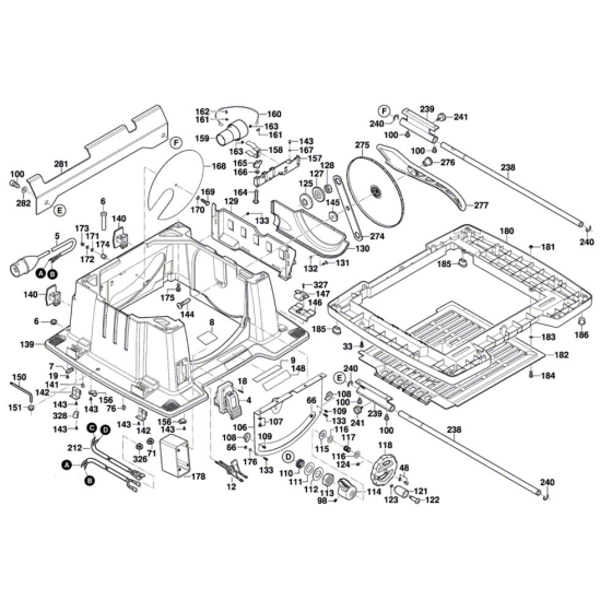 Table Saw Assembly for Bosch GTS 10 XC - Diagram 3