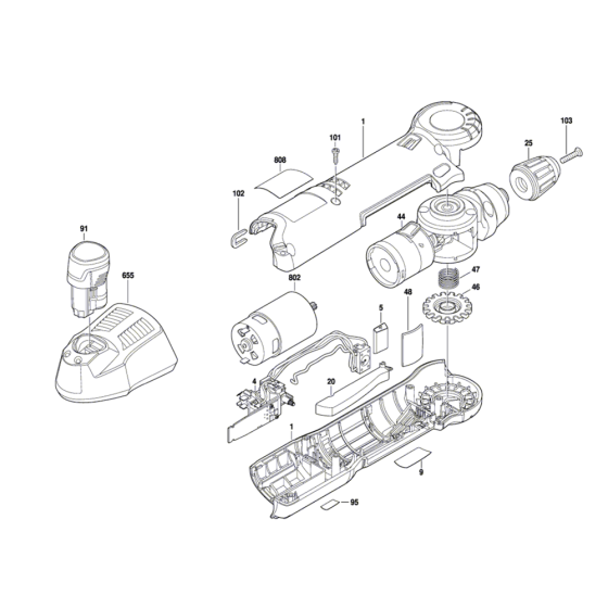 Cordless Angle Drill Assembly for Bosch GWB 12V-10