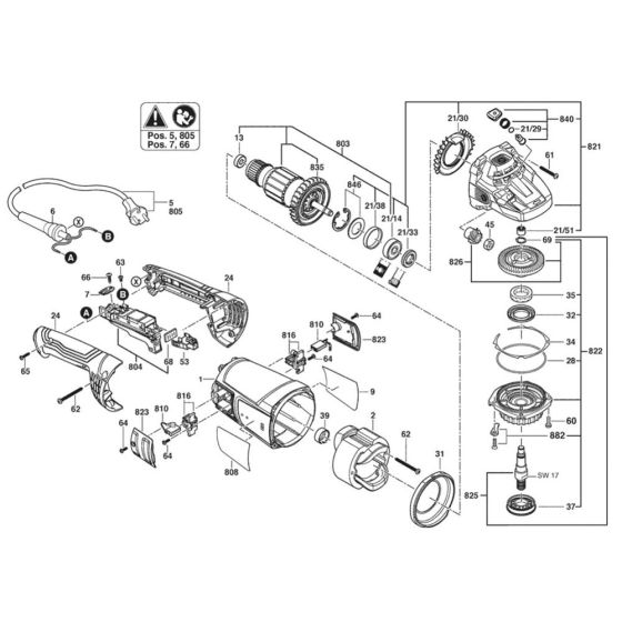 Main Assembly for Bosch GWS 20-230 P