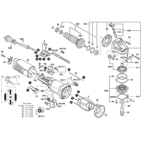 Bosch GWS 11-125 Main Assembly