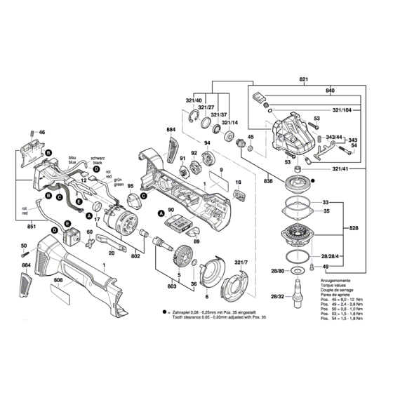 Cordless Angle Grinder Assembly for Bosch GWS 18V-10 SC