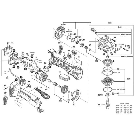 Main Assembly for Bosch GWS 18V-10 PC