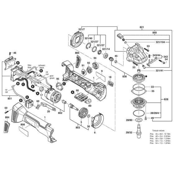 Bosch GWS 18V-10 SC Assembly