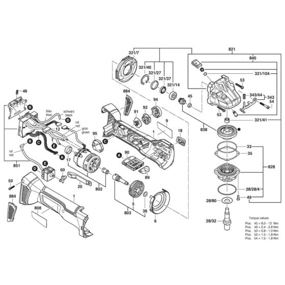 Main Assembly for Bosch GWS 18V-10 SC