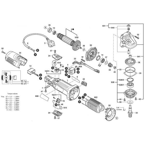 Main Assembly for Bosch GWS 7-100