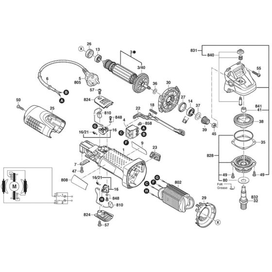 Main Assembly for Bosch GWS 7-100