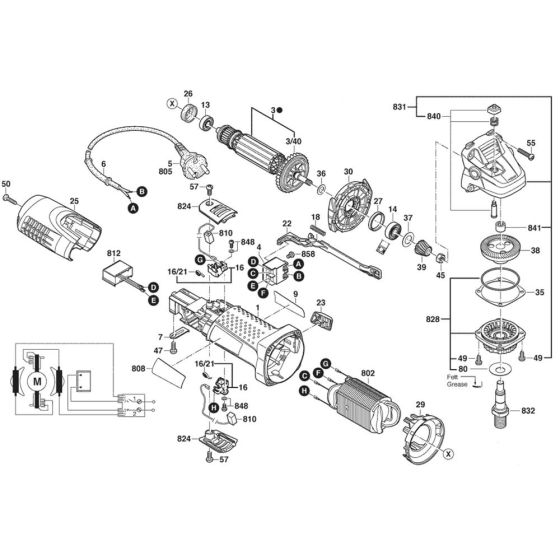 Bosch GWS 7-115 Main Assembly