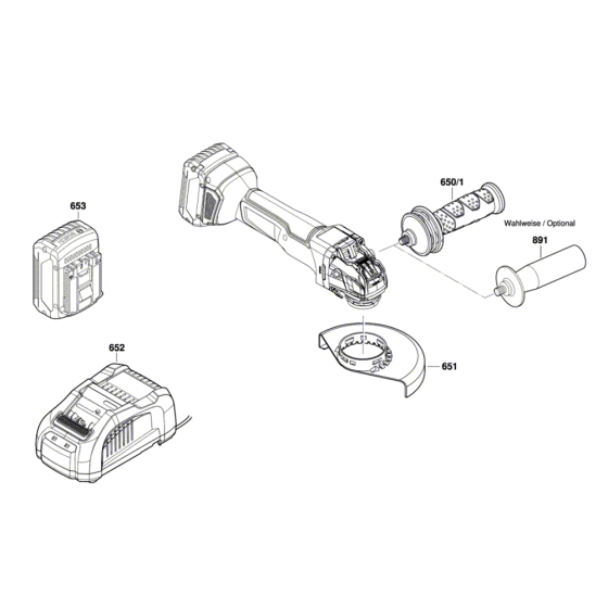 Cordless Angle Grinder Assembly-1 for Bosch GWX 18V-10 C