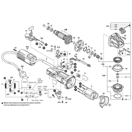Main Assembly for Bosch GWX 9-115 S