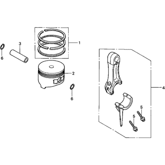 Piston / Connecting Rod Assembly for Honda GX100 (GCANM) Engines