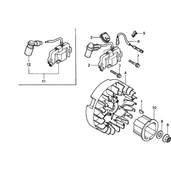 Flywheel / Ignition Coil Assembly for Honda GX100 (GCANM) Engines