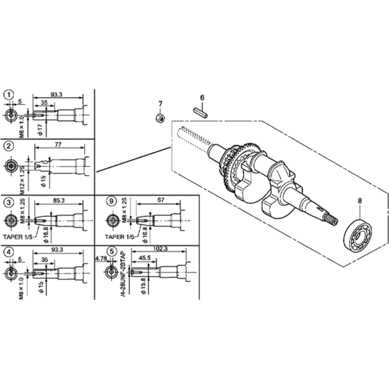 Crankshaft Assembly for Honda GX100U (GCAGK) Engines