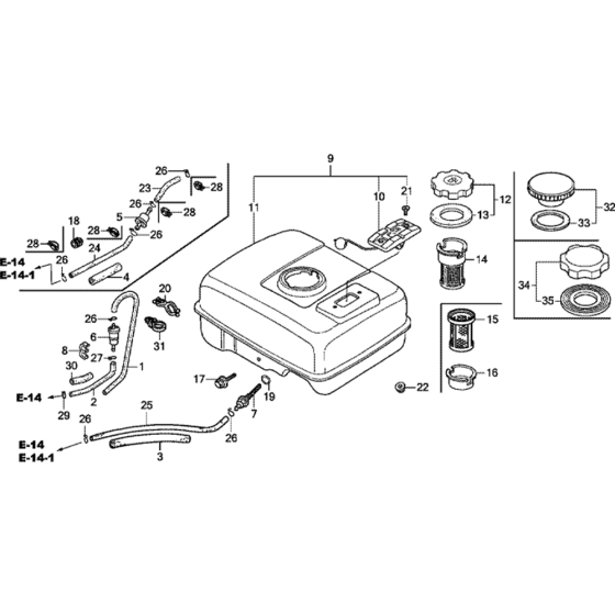 Fuel Tank Assembly for Honda GX120K1 (GC01) Engines