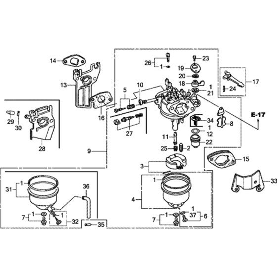 Carburetor Assembly for Honda GX120T1 (GCAAT) Engines