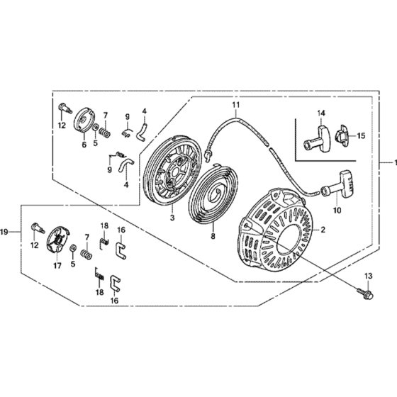 Recoil Starter Assembly for Honda GX120UT2 (GCBMT) Engines