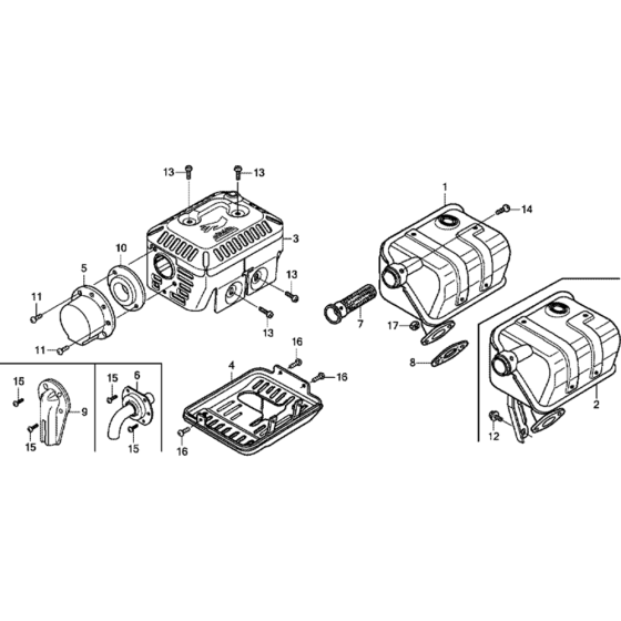 Muffler Assembly for Honda GX120UT2 (GCBMT) Engines