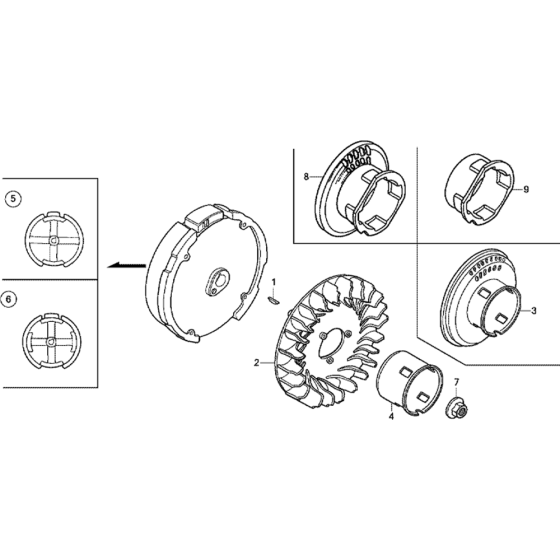 Flywheel Assembly for Honda GX120UT2 (GCBMT) Engines