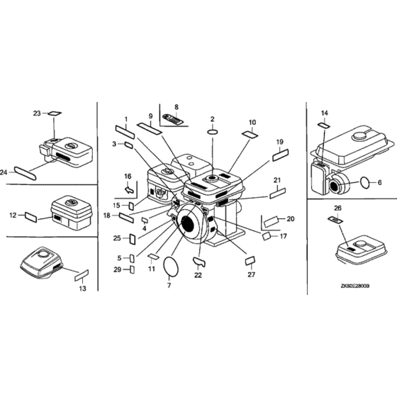 Label Assembly for Honda GX160K1 (GDAA) Engines