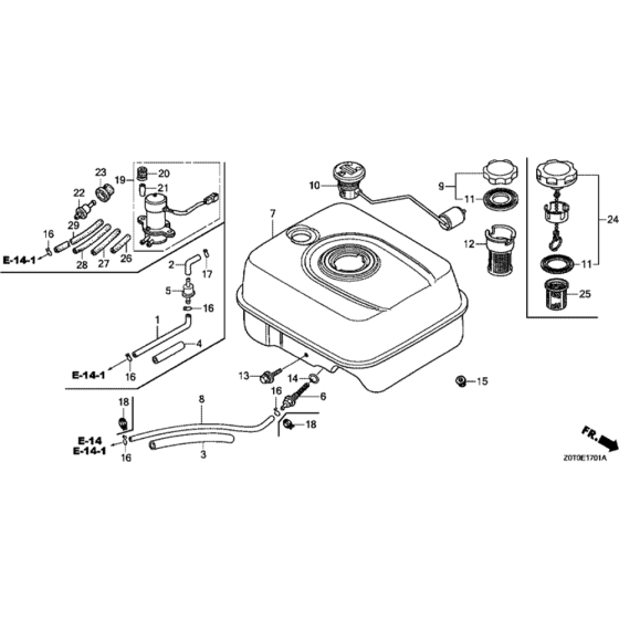 Fuel Tank Assembly for Honda GX160T2 (GCBRT) Engines