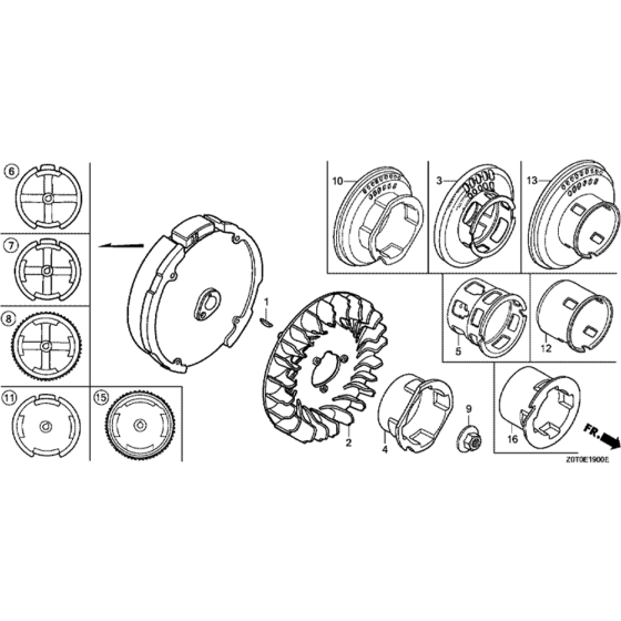 Flywheel Assembly for Honda GX160T2 (GCBRT) Engines