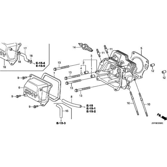 Cylinder Head Assembly for Honda GX160T2 (GCBRT) Engines