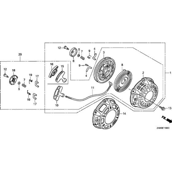 Recoil Starter Assembly for Honda GX160UT2 (GCBPT) Engines