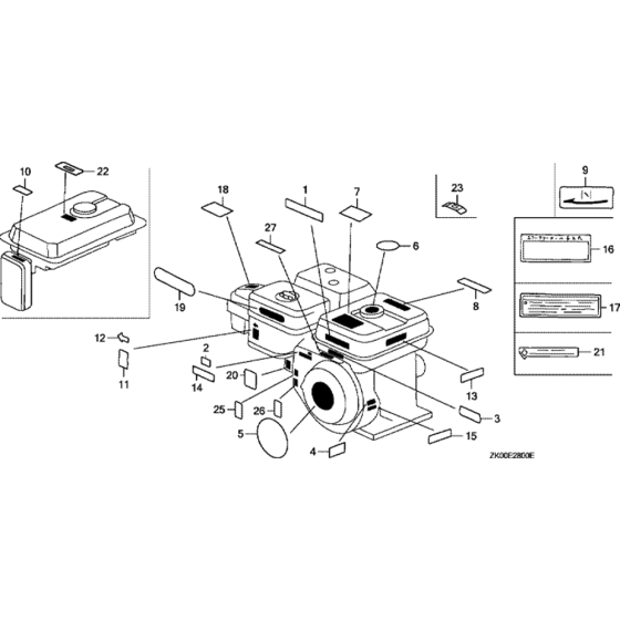 Label Assembly for Honda GX200 GDAB Engines